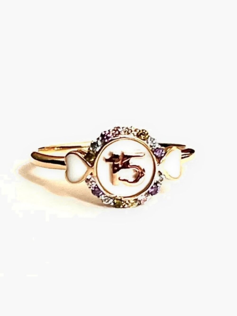 14K Two-Tone 15 Years CZ Ring | Quinceanera Sweet 15 Ring Size 7